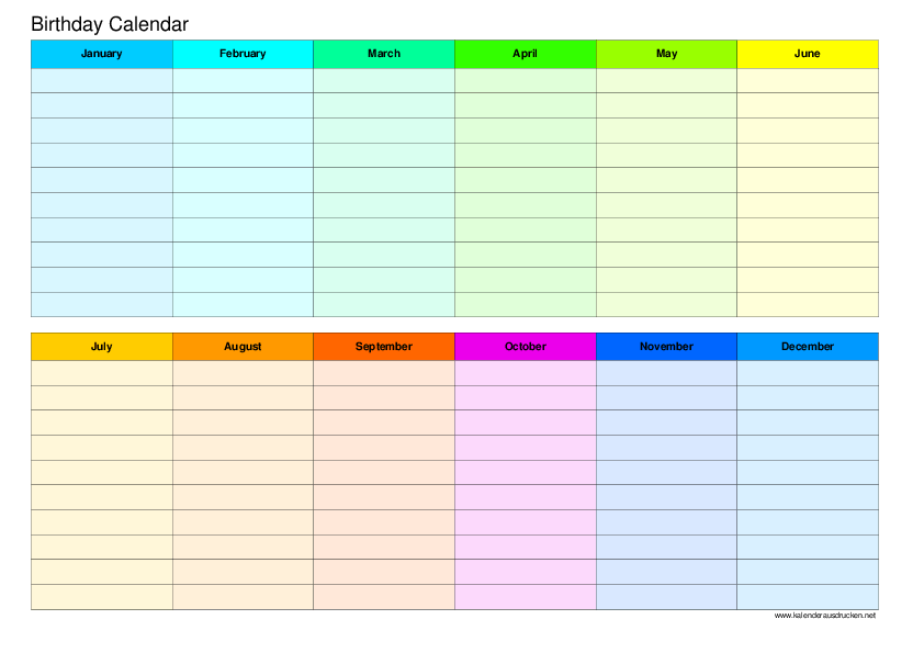 Geburtstagskalender Zum Ausdrucken