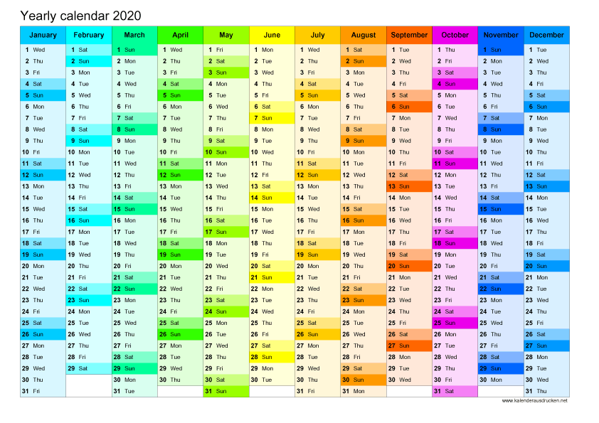 Kalender 2020 zum Ausdrucken