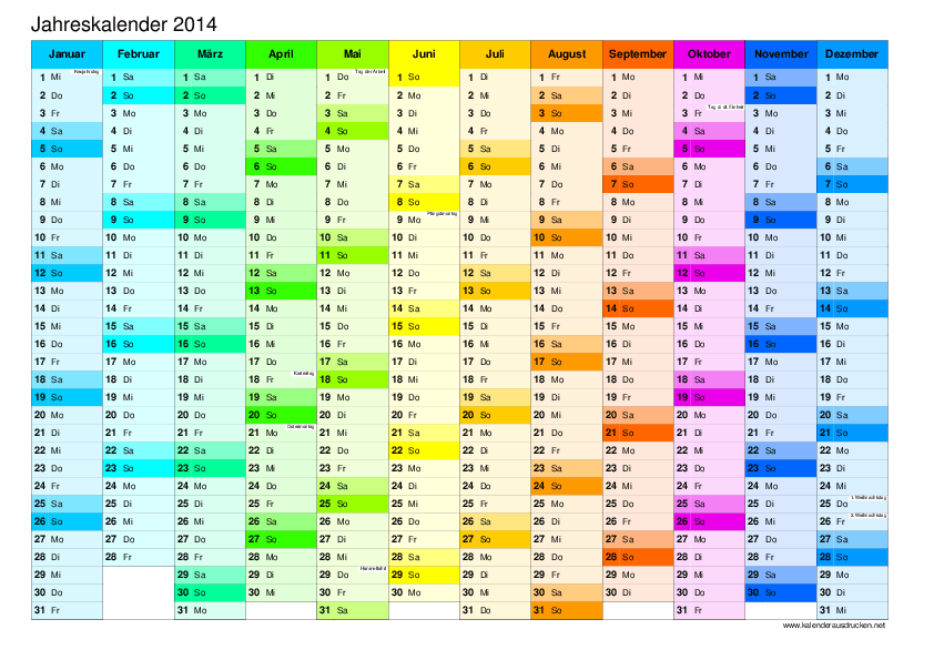 Kalender 2014 Zum Ausdrucken Kalender 2014 Zum Ausdrucken