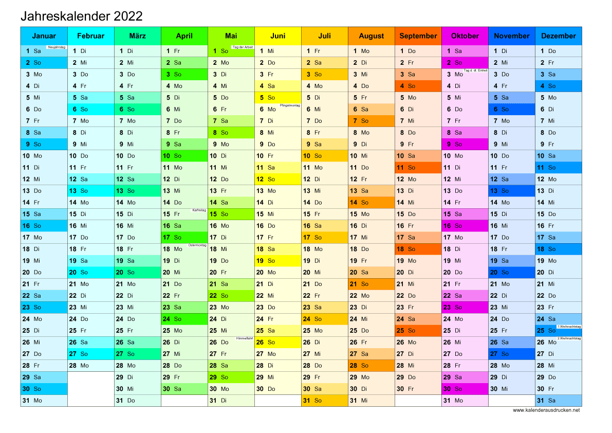 Kalender 2022 zum Ausdrucken